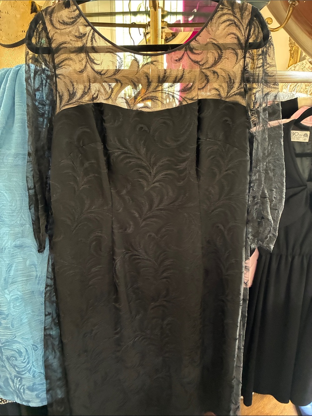 50s Vintage Elegant Black Lace-Overlay Women’s Dress